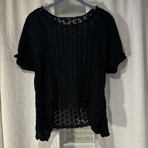 Monteau Whimsigoth Black Crochet Women's Blouse Small